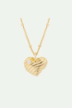 Les Néréides Collier Pendentif Coeur Strié Et Oxyde De Zirconium -Les Néréides fr f3b168f4 e044 4cff 99fa ced2d5aa3e34