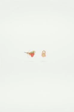 Les Néréides Boucles D'oreilles Tiges Asymétriques Fraises Des Bois Et Fleurs Rose -Les Néréides fr f5657683 bfb8 475b b5b0 e709a78580af