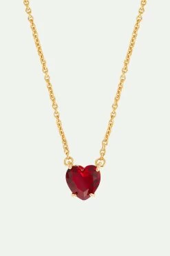 Les Néréides Collier Pendentif Cœur La Diamantine Rouge Grenat