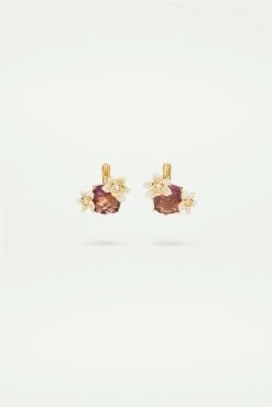 Les Néréides Boucles D'oreilles Dormeuses Fleurs De Vanille Et Verre Facetté