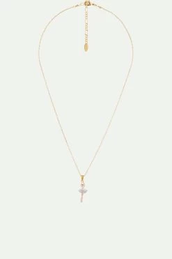 Les Néréides Collier Pendentif Mini Ballerine Blanche En Strass